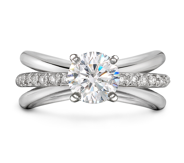 Aura Emerlad Cut Engagement Ring with Single Row Diamond Shank by Diana Vincent