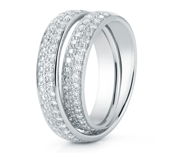 Double Band Diamond Pave Continuum Wedding Ring by Diana Vincent