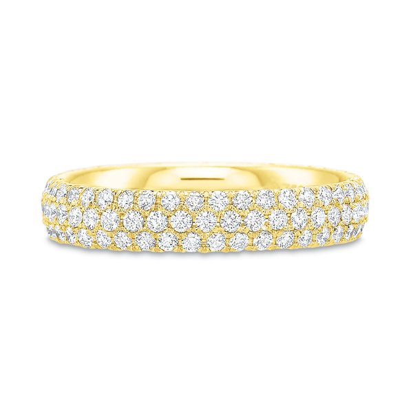 Classic French Cut 3 Row Diamond Pave Wedding Band in 18KT Yellow Gold by Diana Vincent