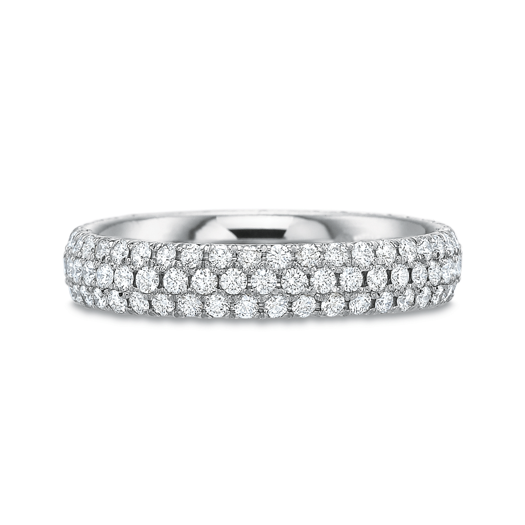 Classic Diamond 3 Row Pavé Anniversary Band