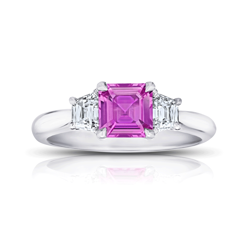 Shop the Classic Pink Sapphire and Diamond Platinum Engagement Ring Online