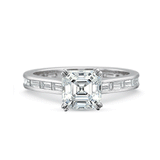 Shop the Asscher Cut Diamond Engagement Ring with Baguette Channel set Diamond Band Online