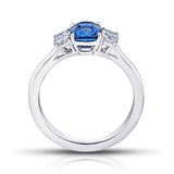 Shop the Classic Blue Sapphire and Diamond Three Stone Platinum Engagement Ring Online