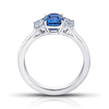 Shop the Classic Blue Sapphire and Diamond Three Stone Platinum Engagement Ring Online