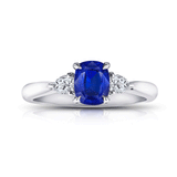 Shop the Classic Blue Sapphire and Diamond Three Stone Platinum Engagement Ring Online