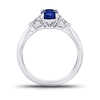 Shop the Classic Blue Sapphire and Diamond Three Stone Platinum Engagement Ring Online