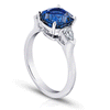 Shop the Classic Blue Sapphire and Diamond Three Stone Platinum Engagement Ring Online