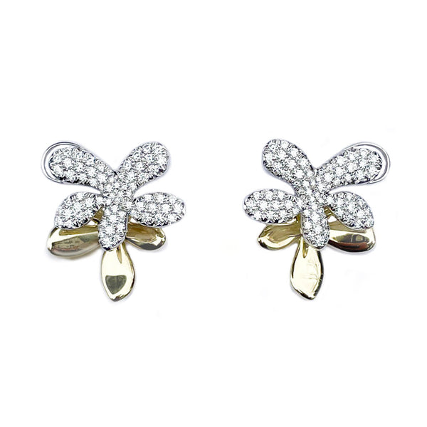 Bloom Diamond, White Gold and Yellow Gold Earrings by Diana Vincent