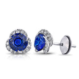 Classic Blue Sapphire and Diamond Stud Earrings by Diana Vincent