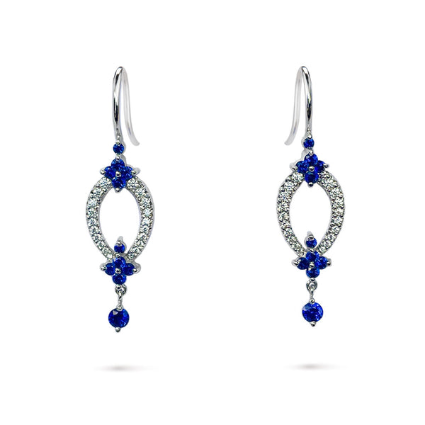 Classic Blue Sapphire and Diamond Drop Earrings by Diana Vincent