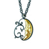 One of a Kind 18kt Yellow Gold, Oxidized Sterling Silver and Diamond Moon Pendant Necklace by Diana Vincent