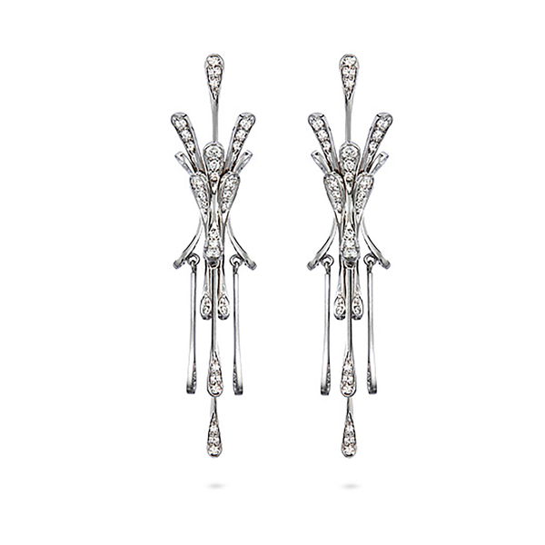 "Tension" Diamond and Platinum Chandelier Deco Earrings by Diana Vincent
