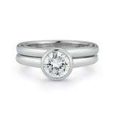 Shop the Entre Nous Bezel Set Omega Diamond Solitaire Engagement Ring Online