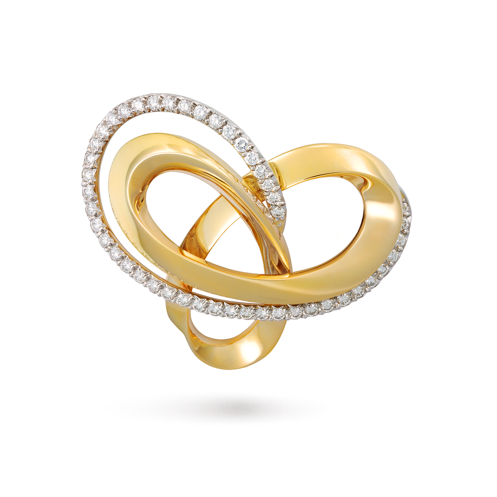 Signature Diamond Pave, Platinum and Yellow Gold Brooch by Diana Vincent
