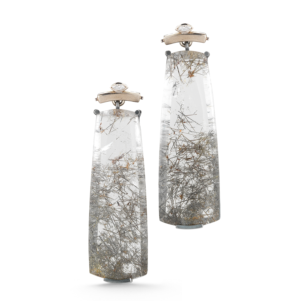 Tourmaline Quartz and Diamond Earrings by Diana Vincent