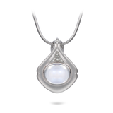 Moonstone Gemstone and Diamond Drop Pendant Necklace by Diana Vincent