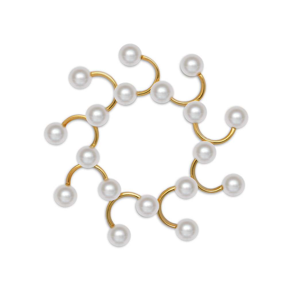 Contour Pearls and Yellow Gold Brooch Pin by Diana Vincent