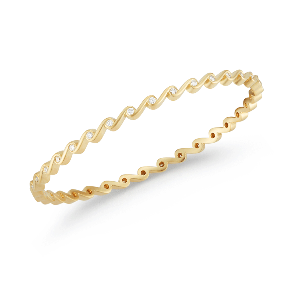 Contour Diamond and White Gold Bangle Bracelet by Diana Vincent