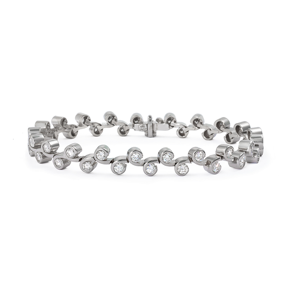 Contour Diamond and White Gold Tennis Link Bracelet by Diana Vincent