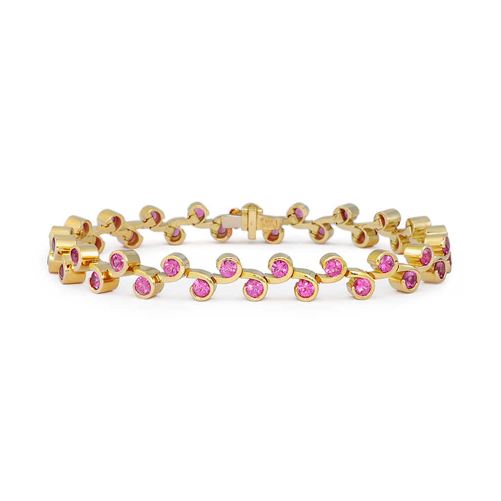 Contour Pink Sapphire and Yellow Gold Link Bracelet by Diana Vincent