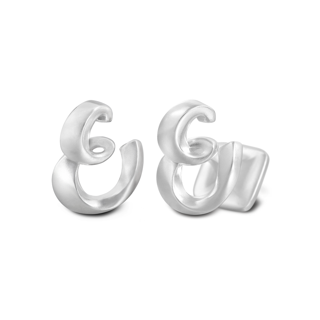 Signature Sterling Silver or Gold Men's Cufflink Letter E