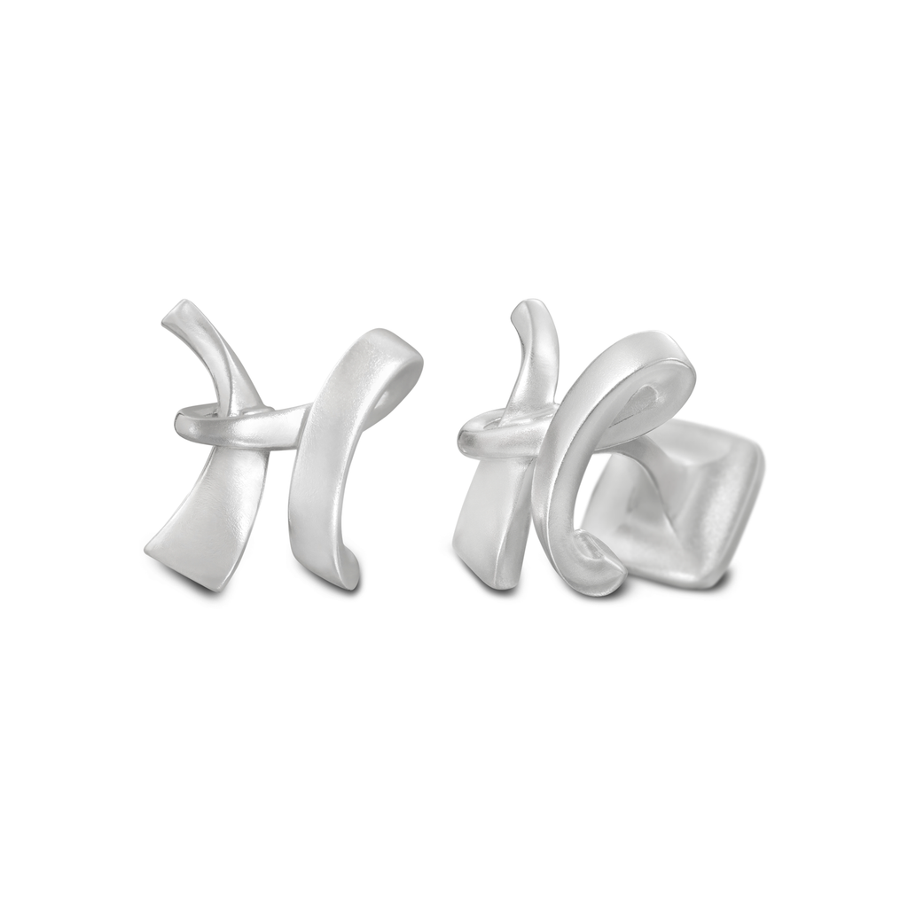 Signature Sterling Silver or Gold Men's Cufflink Letter H