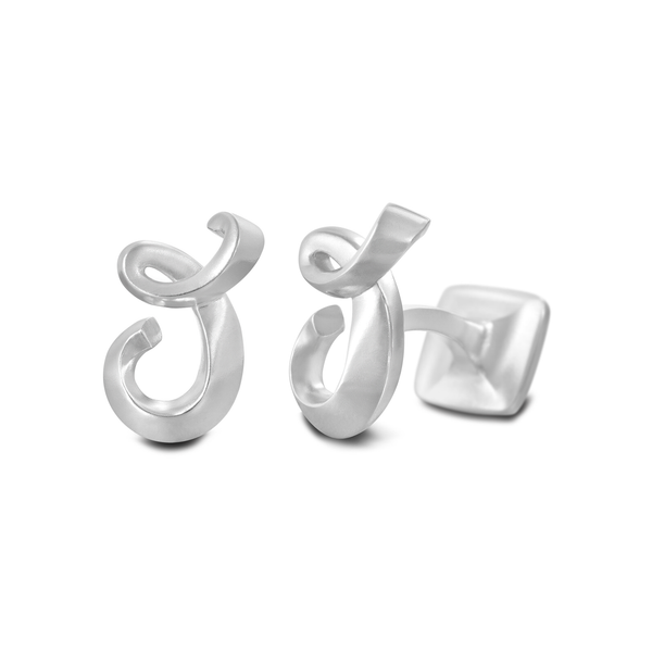 Signature Sterling Silver or Gold Men's Cufflink Letter J