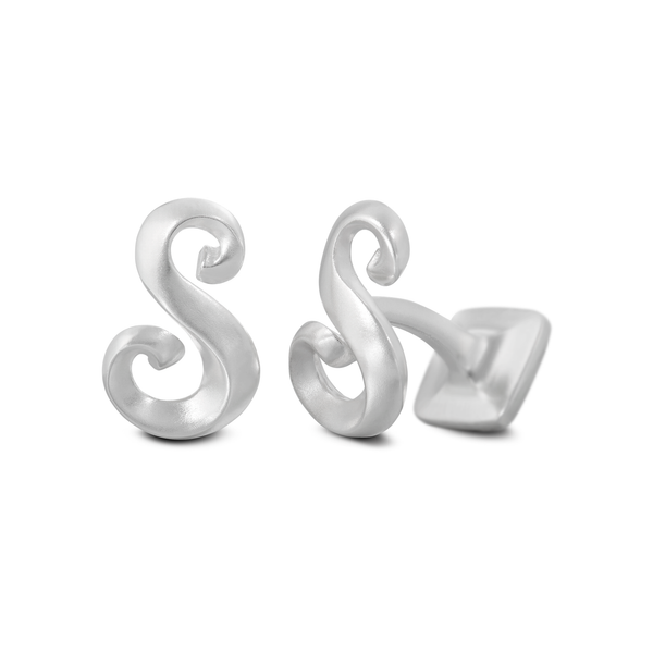 Signature Sterling Silver or Gold Men's Cufflink Letter S