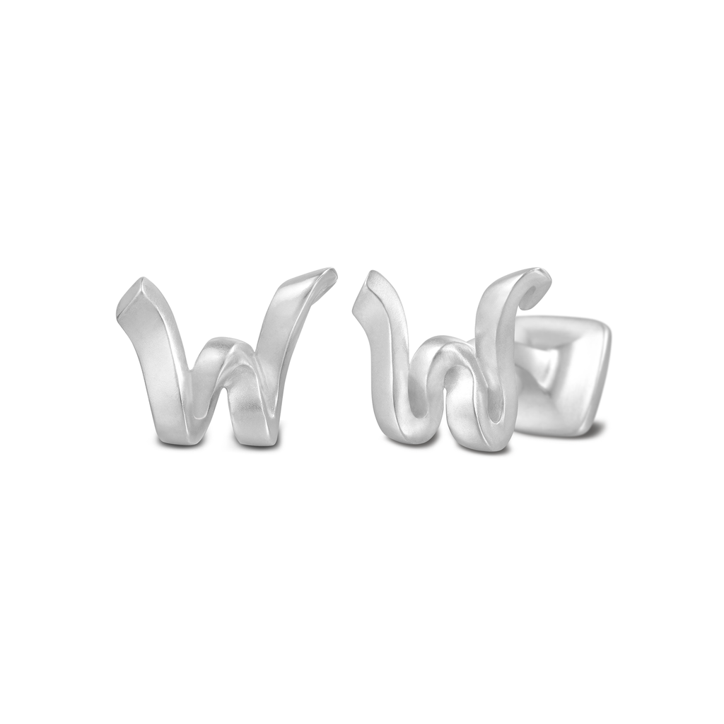 Signature Sterling Silver or Gold Men's Cufflink Letter W