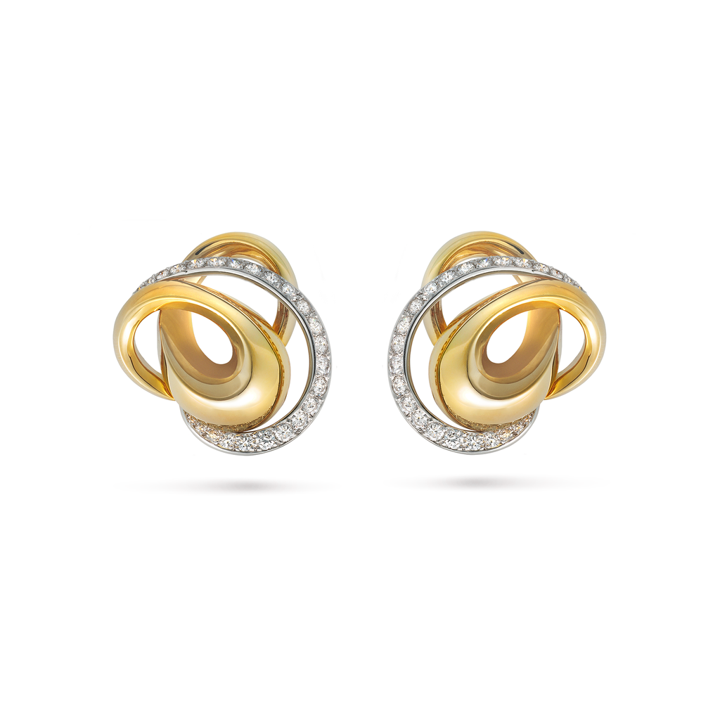Contour Signature Diamond and Gold Earrings Clips by Diana Vincent