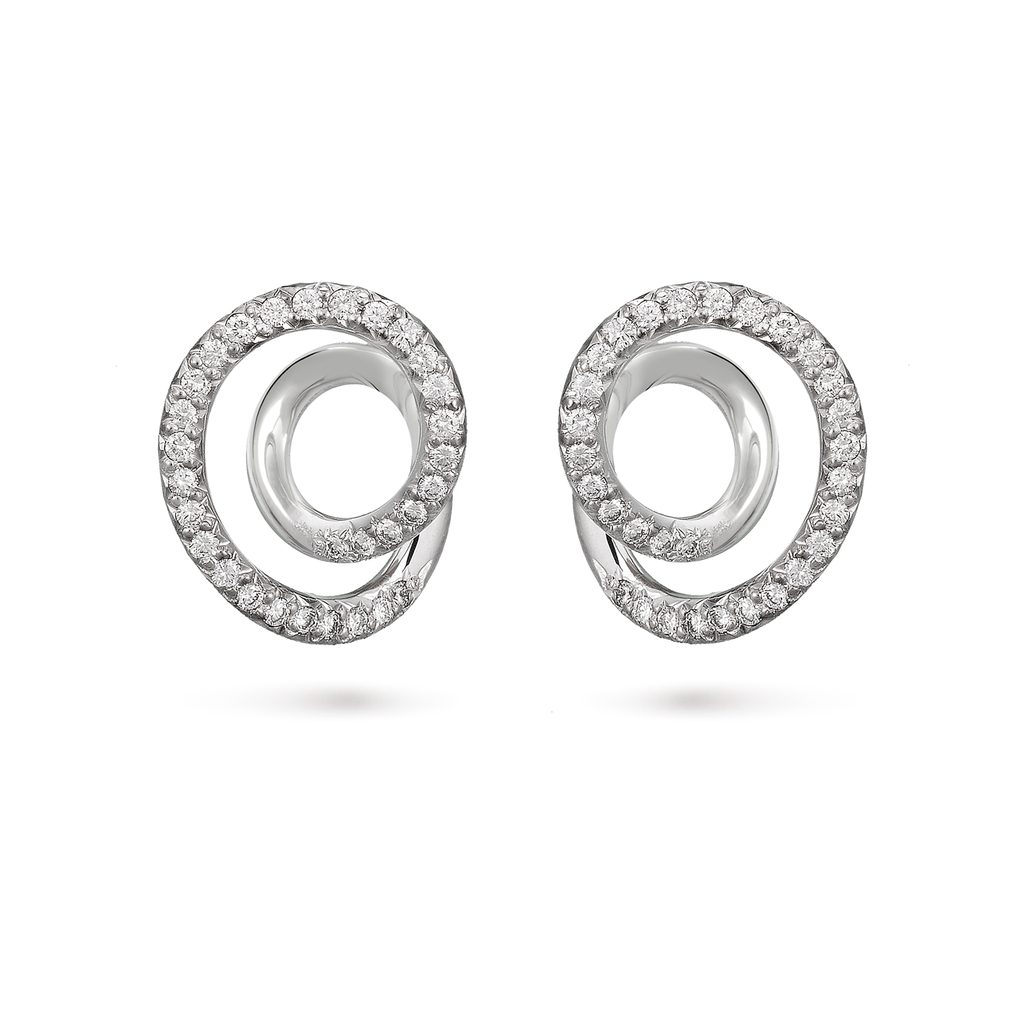 Contour Small Diamond and White Gold Swirl Earrings by Diana Vincent