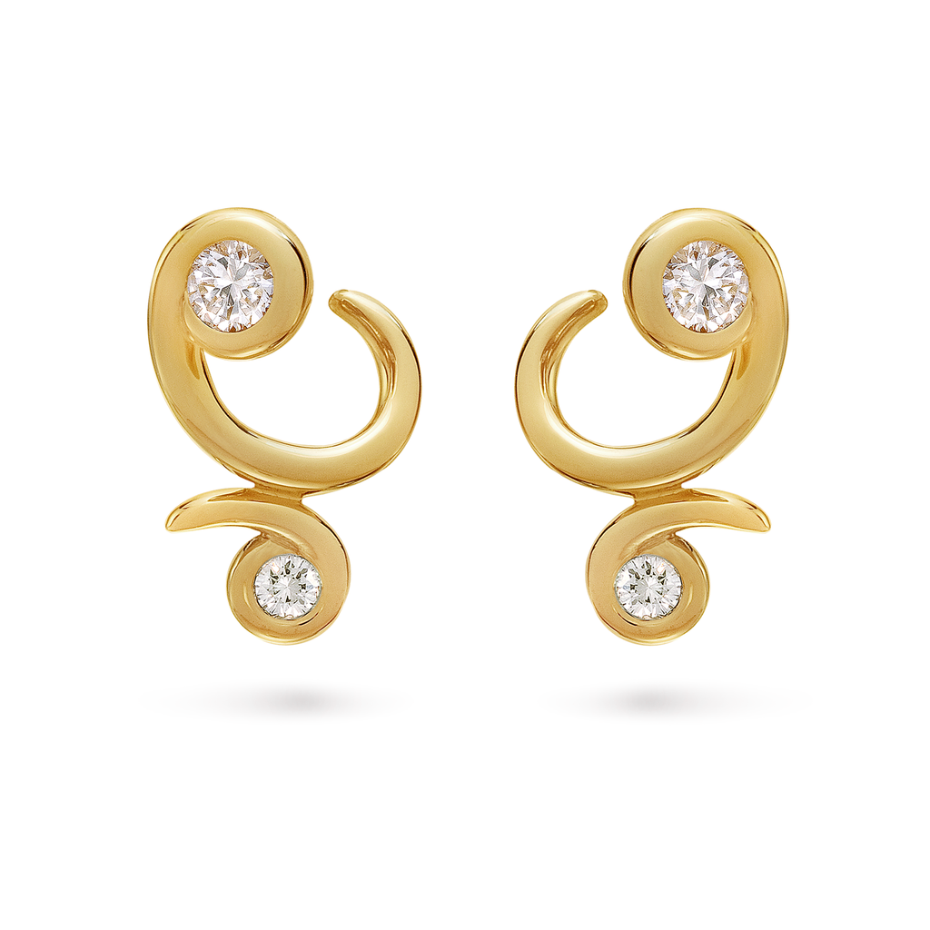 Contour Bossa Nova Yellow Gold And Diamond Earrings by Diana Vincent