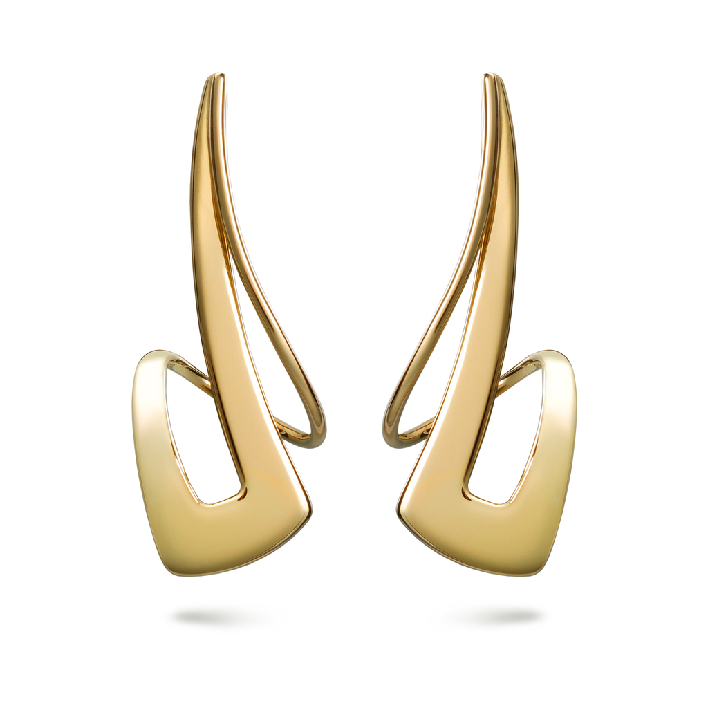 Twizzle Dynamic Streak Design Large Yellow Gold Earrings by Diana Vincent