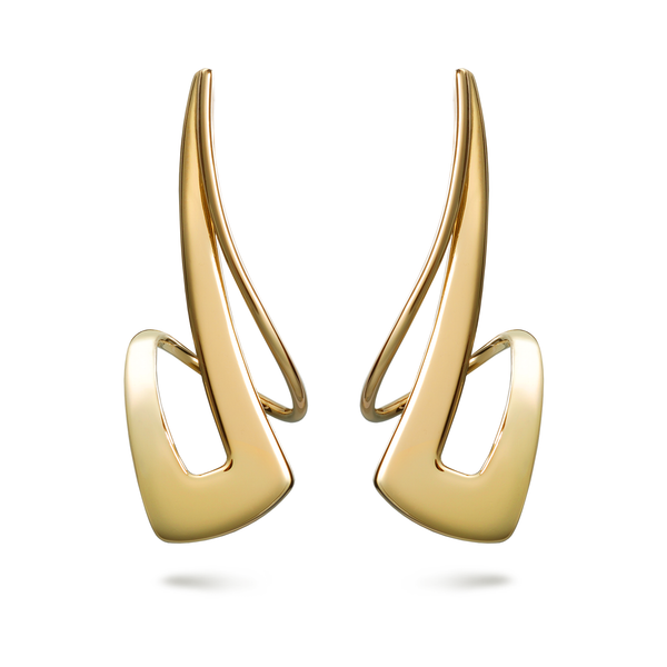 Twizzle Dynamic Streak Design Large Yellow Gold Earrings by Diana Vincent