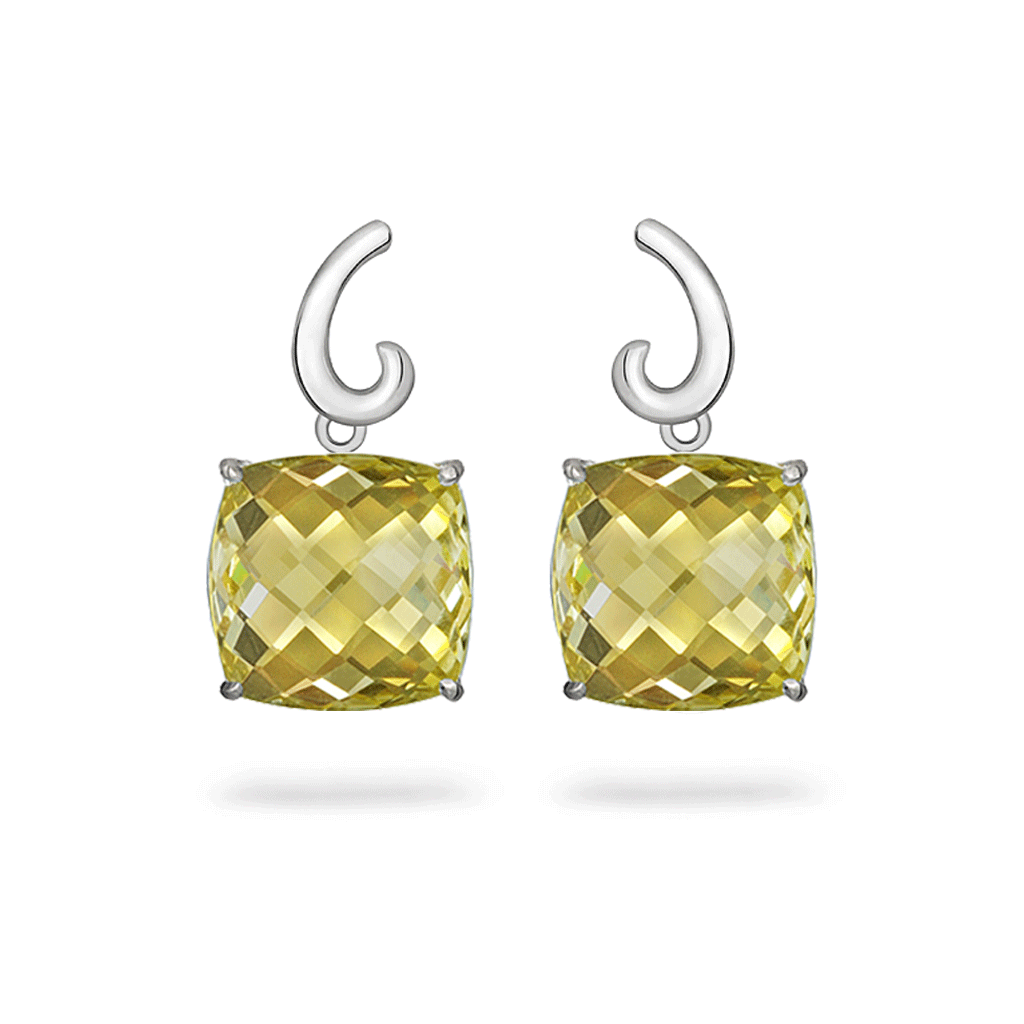 Silver Lemon Quartz Gemstone Earrings by Diana Vincent