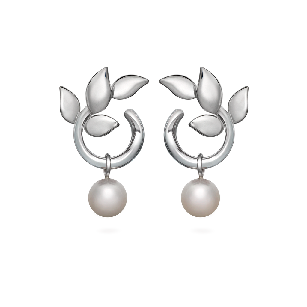 Leaf Pearl and Sterling Silver Earring by Diana Vincent