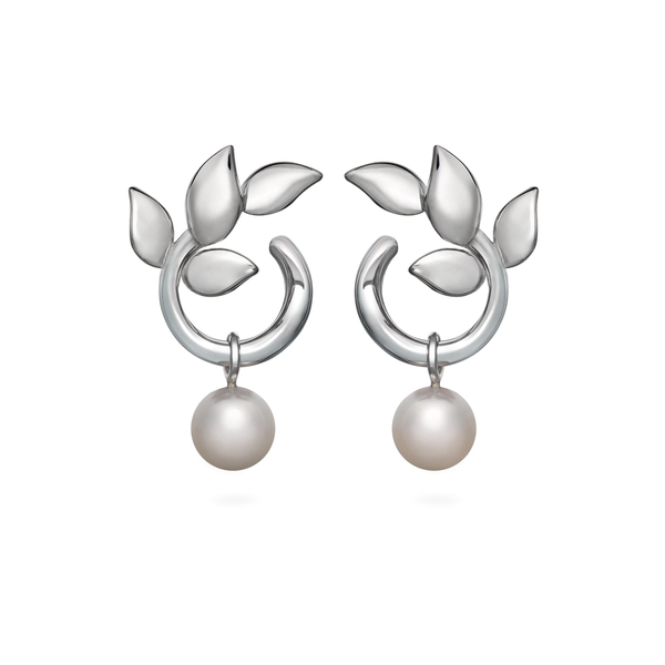 Leaf Pearl and Sterling Silver Earring by Diana Vincent