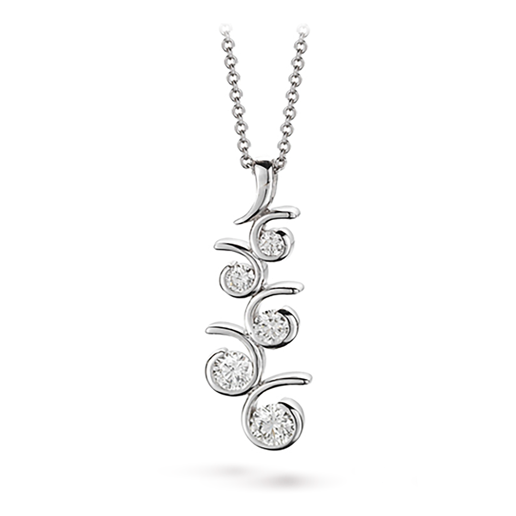 Contour Large Diamonds and White Gold Journey Pendant Necklace by Diana Vincent