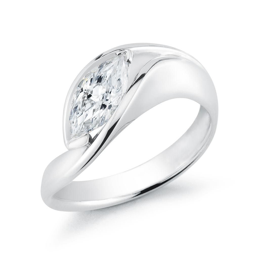 Contour Marquis Diamond Engagement Ring in Platinum by Diana Vincent