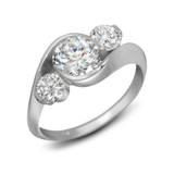 Contour Three Stone Round Diamond Engagement Ring Quarter View