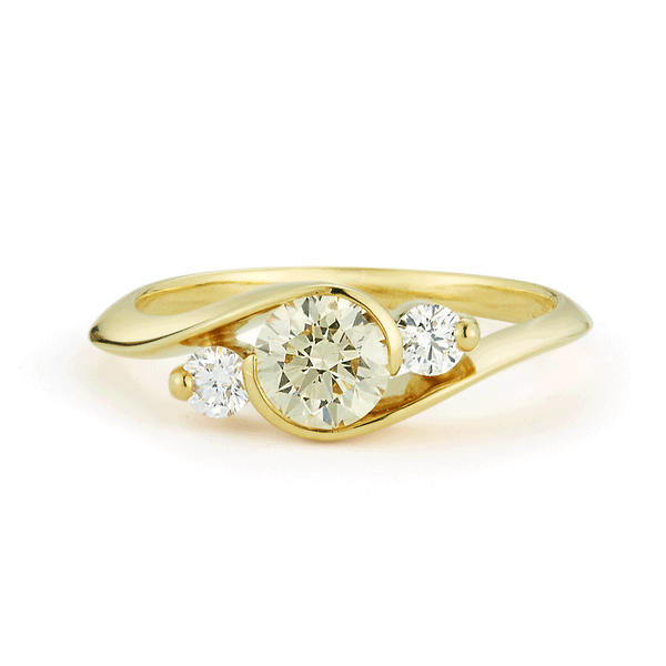 Shop the Contour Three Stone Yellow Diamond Engagement Ring Online