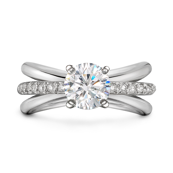 Unique Aura Solitaire Engagement Ring Single Row Diamond Shank by Diana Vincent