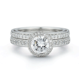 Shop the Entre Nous Round Diamond Engagement Ring with Diamond Halo and Band Online