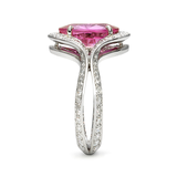 Two Band Oval Pink Sapphire & Diamond Platinum Ring