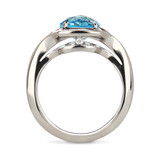 Duet Blue Topaz and White Gold Ring Side View