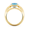 Unique Setting Duet Blue Topaz and Yellow Gold Ring Side View