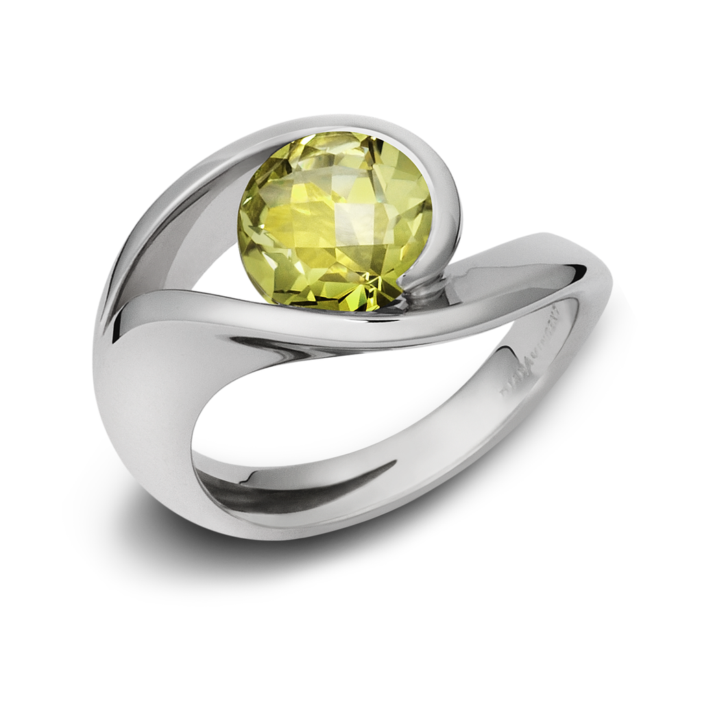 Contour Lemon Quartz Gemstone and Sterling Silver Ring by Diana Vincent