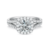 Shop the Diamond Halo Engagement Ring with Split Diamond Band Online