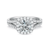 Shop the Diamond Halo Engagement Ring with Split Diamond Band Online