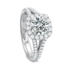 Shop the Diamond Halo Engagement Ring with Split Diamond Band Online